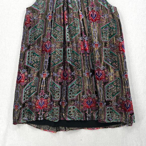 ANTHROPOLOGIE MOULINETTE SOEURS Velvet Burnout Dress Large Black Print Swing - Picture 9 of 16